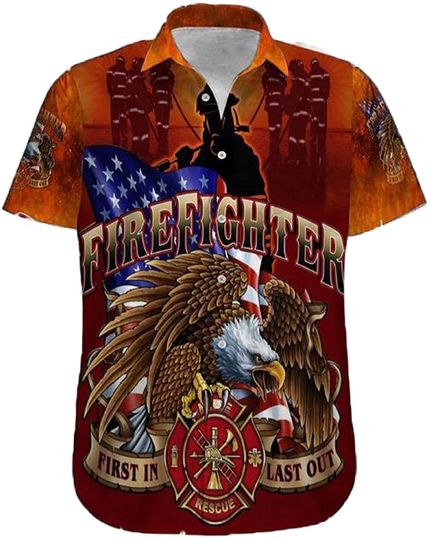 Discover Eagle - Firefighter First in Last Out Hawaiian Shirt