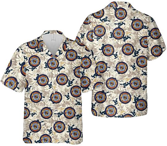 Discover Bay County Firefighter Pattern Brown Hawaiian Shirt