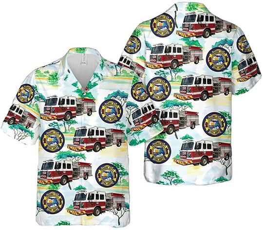 Discover Firefighter Florida Green Background Hawaiian Shirt