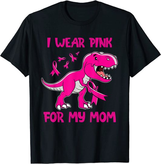 Discover Pink Dinosaur T-Shirt I Wear Pink For My Mom TRex Dinosaur Ribbon Toddler Kid