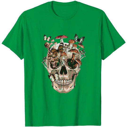 Discover Mushroom Clothing Mushroom Collector Skull Graphic Gift T-Shirt