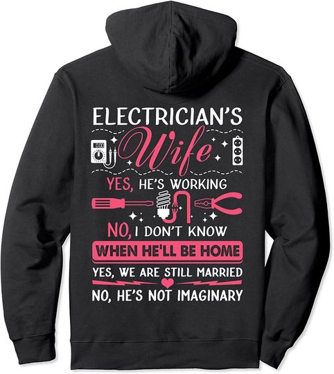 Discover Electrician's Wife Funny Electrician Gift Pullover Hoodie