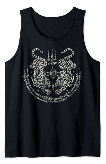 Discover Sak Yant Thai Tattoo Twin Tiger Muay Magical Thailand Gift Tank Top
