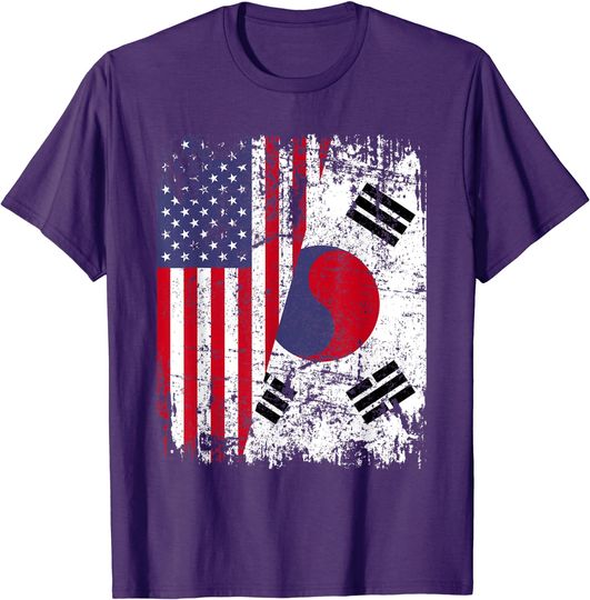 Discover SOUTH KOREAN ROOTS | Half American Flag | SOUTH KOREA T-Shirt