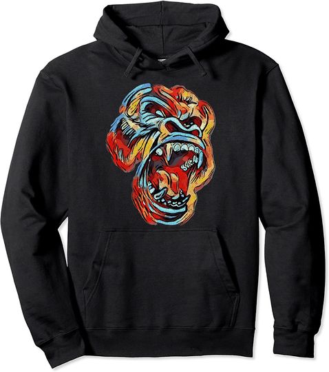 Discover Colorful Silverback Gorilla Image Gorillas Picture Ape Gift Pullover Hoodie