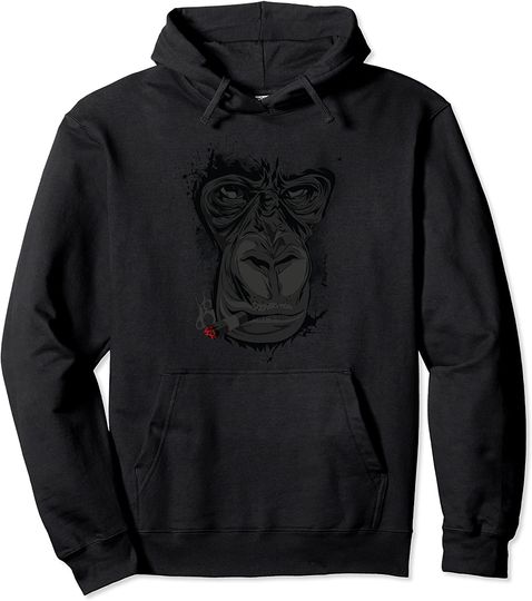 Discover Angry Gorilla Shirt Graphic Ape Cigar Smoking Monkey Gift Pullover Hoodie