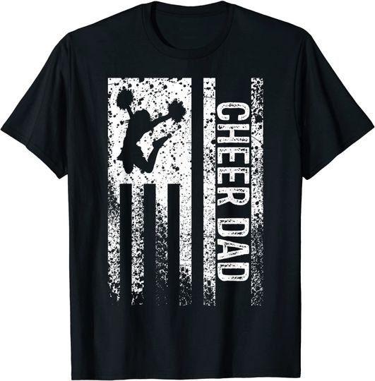 Discover Mens Cheer Dad Vintage American Flag Father Cheerleader Squad T-Shirt