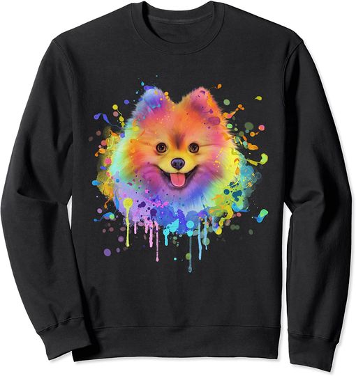 Discover Splash Art Pomeranian Cute Doggie Gift Men Women Dog Lover Sweatshirt