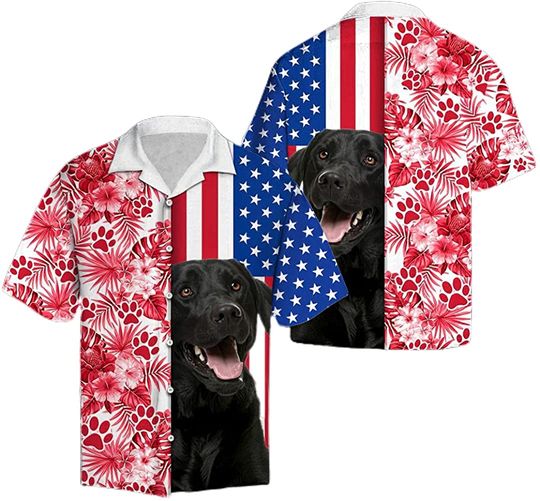 Discover Black Labrador Retriever USA and Tropical Hawaiian Shirt