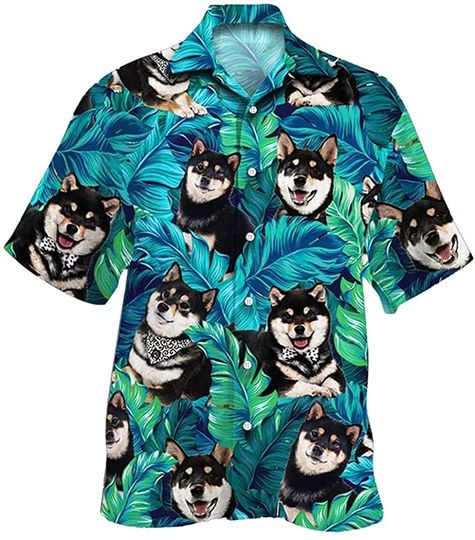 Discover Shiba Inu Black Dog Lovers Hawaiian Shirt