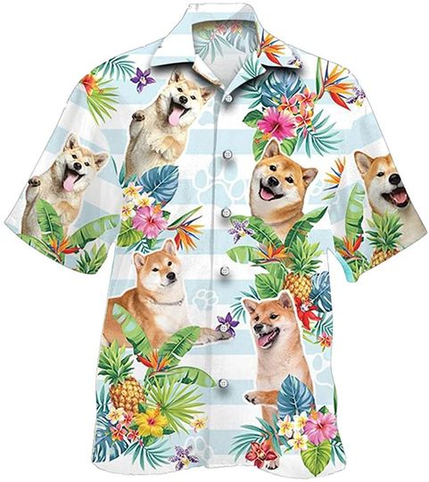 Discover Shiba Inu Dog Tropical Flower Hawaiian Shirt