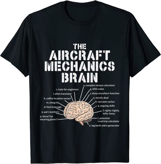 Discover Aircraft Mechanics Brain Shirt Aviation Gift T-Shirt