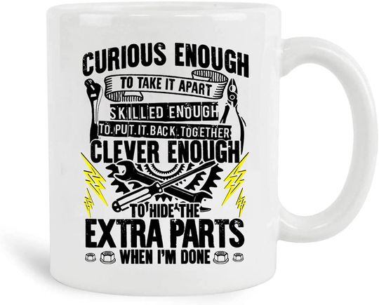 Discover Curious, Skilled And Clever Funny Car Auto Truck Mechanic Funny Automotive Cup Coffee Mug