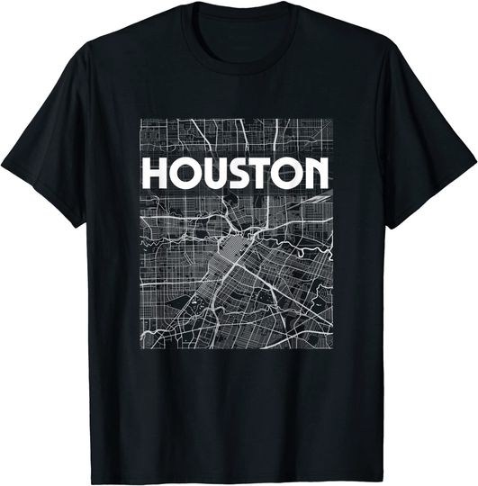 Discover Vintage Houston Texas H-Town City Map T-Shirt