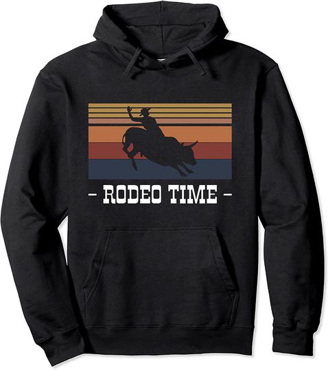 Discover Vintage Rodeo Time Bull Rider Cowboy Pullover Hoodie