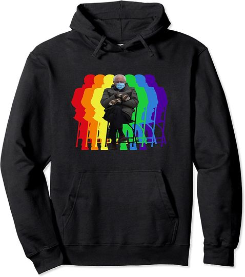 Discover Bernie Sanders Hoodie Bundled Up Bernie Sanders Meme - Funny Mittens Chair Rainbow