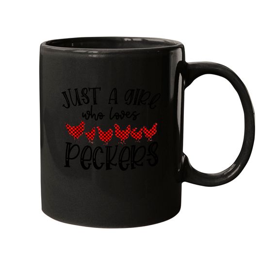Discover Just A Girl Who Loves Peckers Red Plaid Funny Chicken Coffee Mug