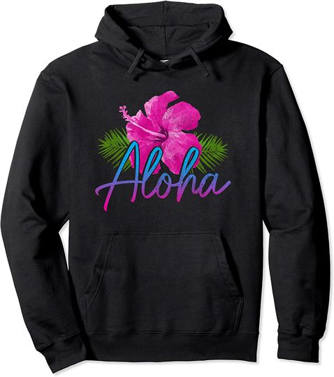 Discover Aloha Hawaiian Islands Hawaii Surf Hibiscus Flower Surfer Pullover Hoodie