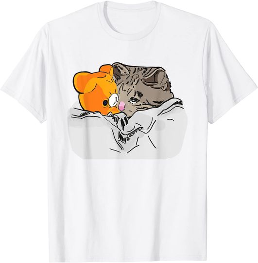 Discover Sad Kitten Cat Crying bed with Teddy Meme T-Shirt
