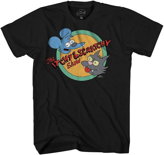 Discover The Simpsons Itchy and Scratchy Show Logo Comedy Classic Cartoon Adult Mens Graphic T-Shirt
