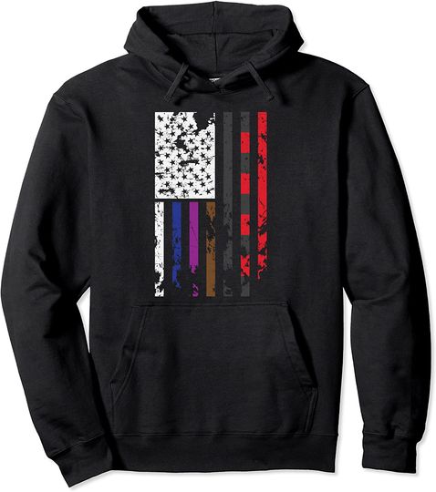 Discover BJJ Brazilian Jiu Jitsu Distressed American Flag Pullover Hoodie