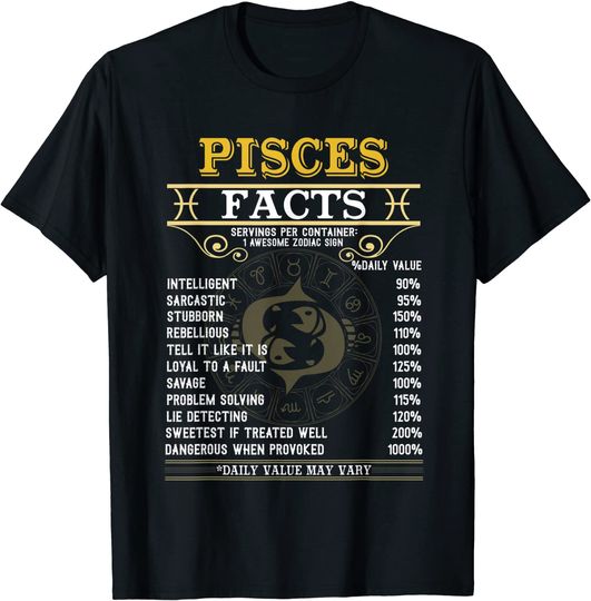 Discover Pisces Aries Cusp T-Shirt Pisces Facts Zodiac Signs Funny Birthday Gifts Men Women