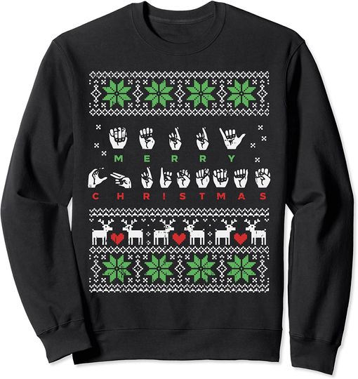 Discover Poop Sign Language Sweatshirt Sign Language Ugly Christmas Hand Sign Deaf Mute Gift