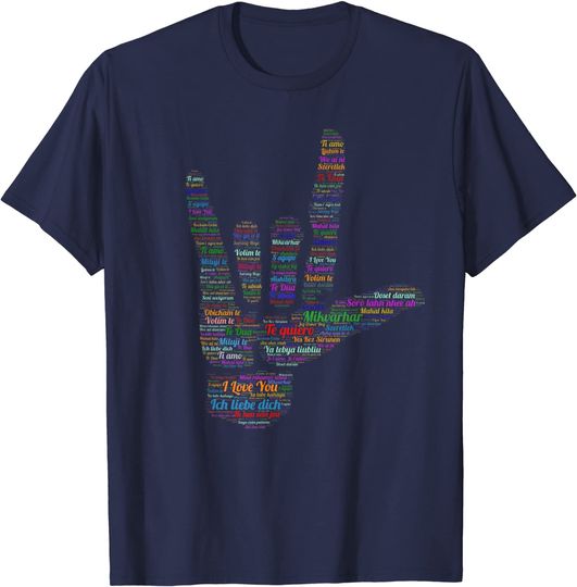 Discover Poop Sign Language T-Shirt ASL Sign I Love You in Different 40 Languages,ASLGift