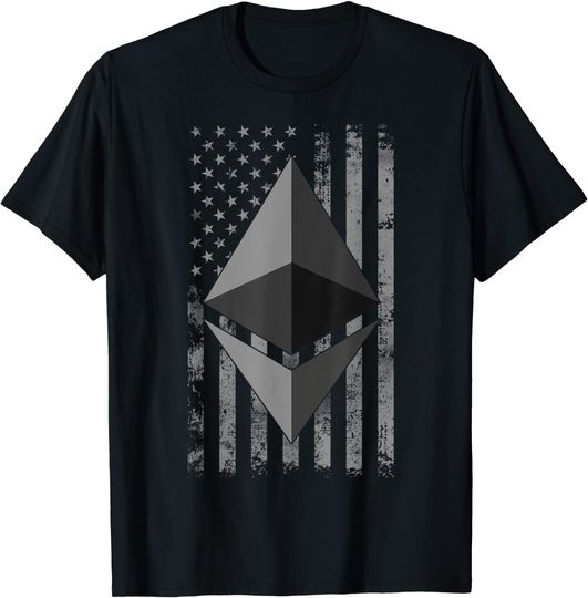 Discover Ethereum Logo T-Shirt Distressed American Flag Ethereum ETH
