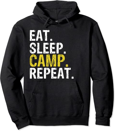 Discover Eat Sleep Camp Repeat Gift Camping Hoodie