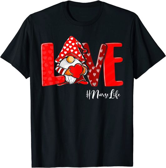 Discover LOVE Stethoscope Nurse Life Valentine Day 2022 Gnomes Nurses T-Shirt