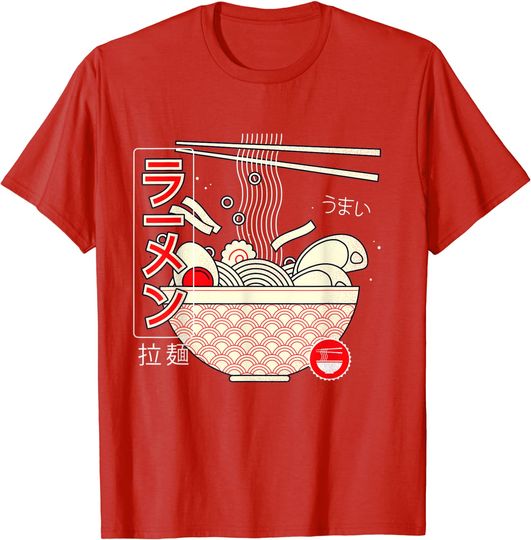 Discover Ramen Japanese Soup Noodle Food Minimal Line Art T-Shirt