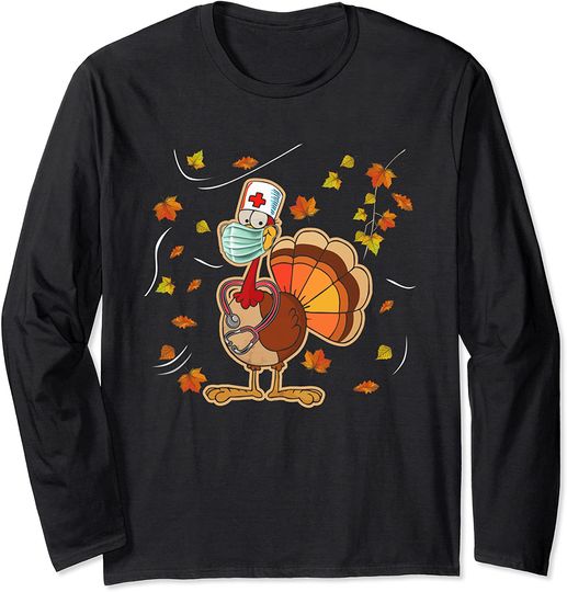 Discover Thanksgiving Scrub Tops Turkey Nurse Holiday Nursing Long Sleeve