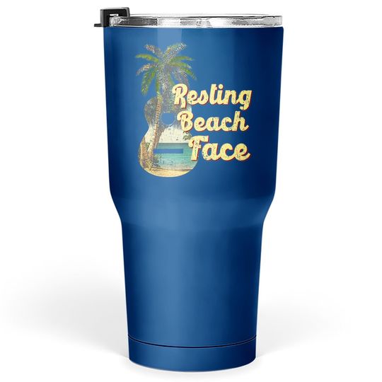 Discover Resting Beach Face Tumbler 30 Oz Guitar Coconut Tree Tropical