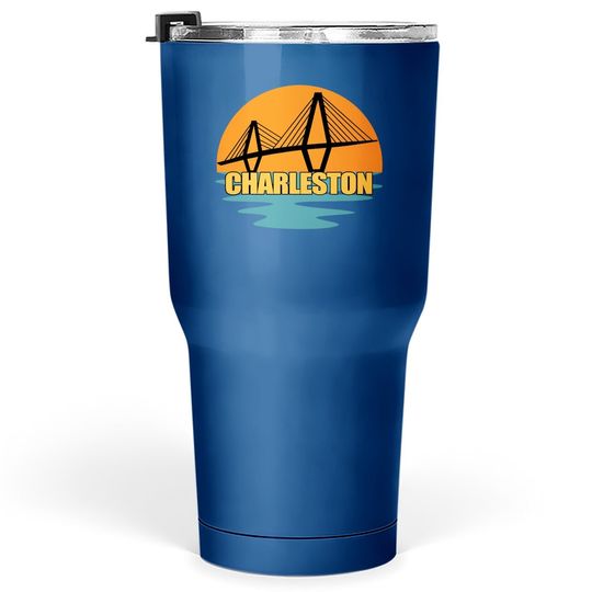 Discover Charleston Cooper River Ravenel Bridge Silhouette Sunset Tumbler 30 Oz