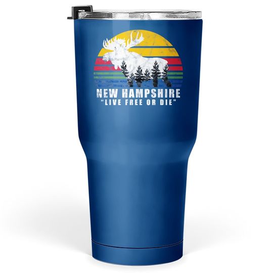 Discover New Hampshire Live Free Or Die Vintage Moose Forest Tumbler 30 Oz