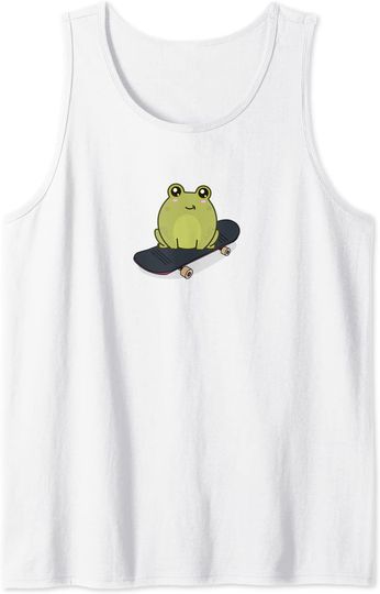 Discover Skateboard Cartoon Tank Top Cute Frog On Skateboard Cottagecore Aesthetic