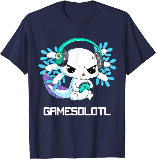Discover Gamesolotl T-Shirt Kids Gamer White Salamander Plush Axolotl T-Shirt