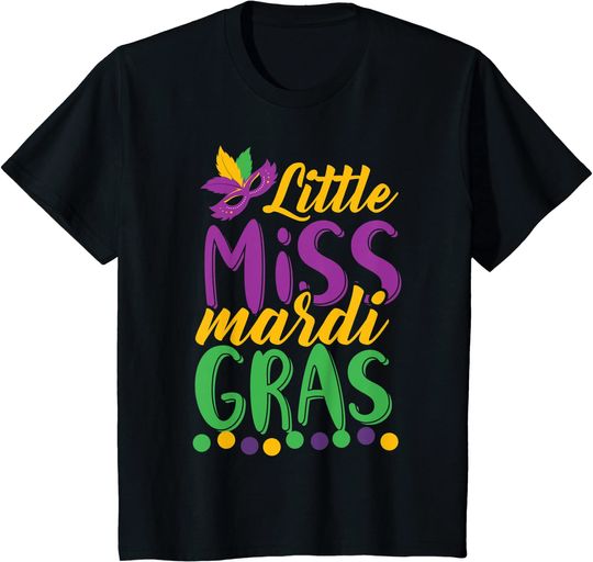Discover Kids Little Miss Mardi Gras funny Mardi Gras 2020 T-Shirt