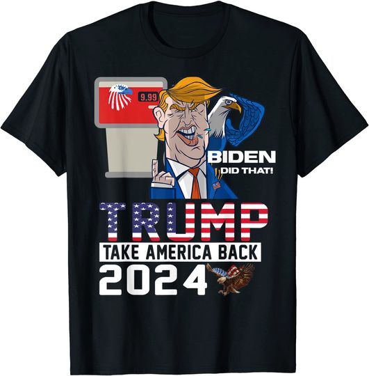 Discover Trump 2024 American Flag Anti Biden Mean Tweets Gas T-Shirt