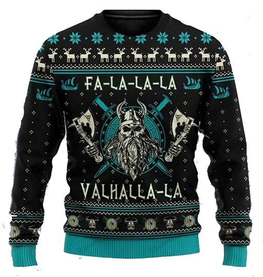 Discover Viking FA La La Teal Ugly Christmas Style Sweatshirt