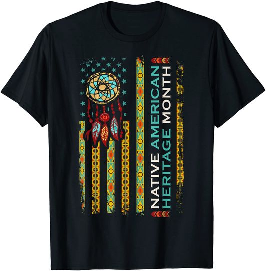 Discover Native American Heritage Month USA Flag Pride Distressed T-Shirt