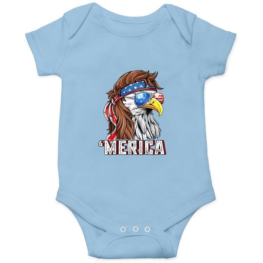 Discover Merica Usa American Flag Patriotic 4th Of July Bald Eagle Onesie