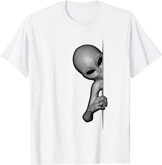 Discover Grey Alien Peeking - Zeta Reticuli Ufonaut - UFO Abduction T-Shirt