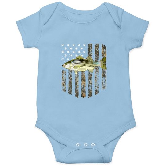 Discover American Flag Striped Bass Fishing Onesie