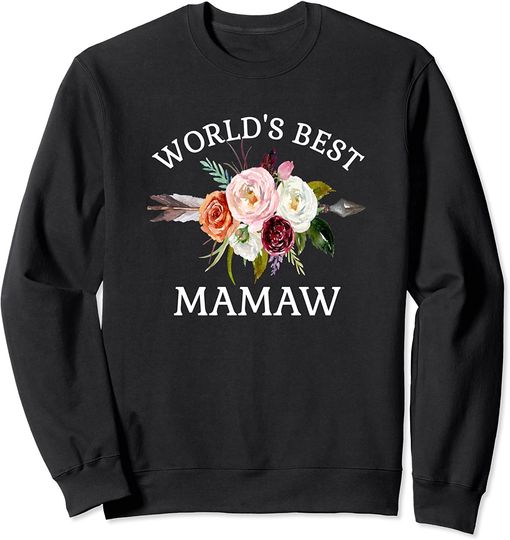 Discover World's Best Mamaw Rustic Arrow Flower Bouquet Grandma Sweatshirt
