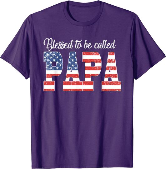 Discover Blessed Papa T-Shirt Mens Blessed To Be Called Papa Happy Father's day American Flag