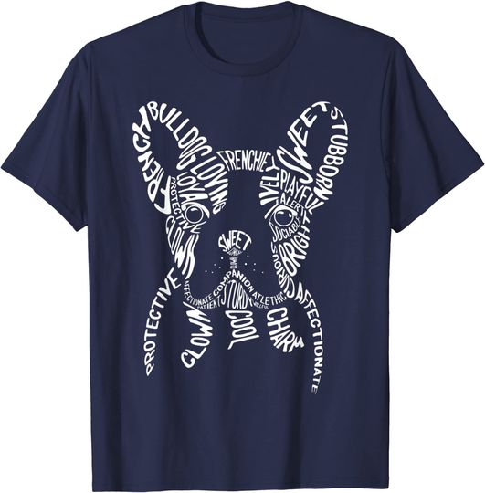 Discover French Bulldog Typography T shirt Word Art Frenchie Dog Gift T-Shirt
