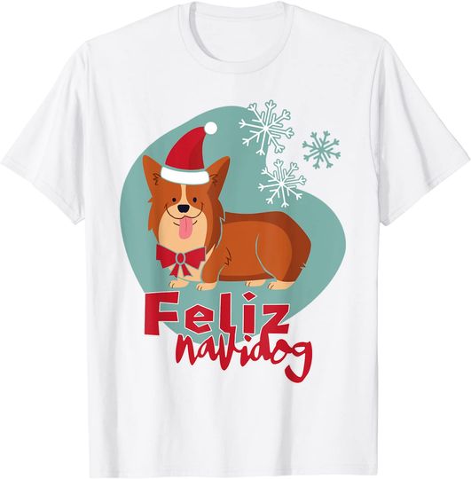Discover Feliz Navidog Christmas Dog Corgi T-Shirt