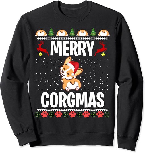 Discover Corgi Ugly Christmas Sweater Merry Corgmas Santa Corgi Sweatshirt